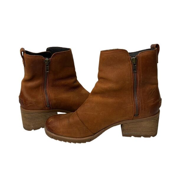 Sorel Cate Iced Tea Women’s Brown Leather Waterproof Ankle Boot Size 11 - Picture 5 of 11